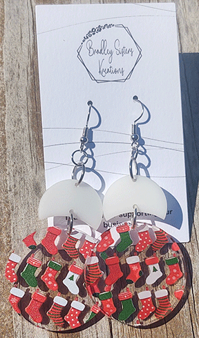 Christmas Stocking Earrings | Christmas Acrylic Earrings | Christmas themed earrings | Bradleysisterskreations