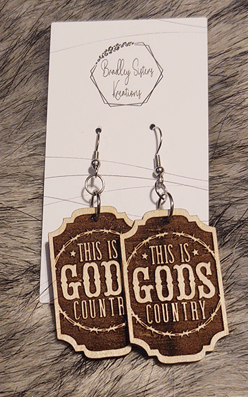This is God's Country wood earrings | Wood earrings | Country earrings | Bradleysisterskreations