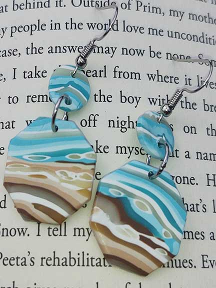 Polymer clay earrings | Beach inspired | Light weight | Unique | Octagon shape | Bradleysisterskreations