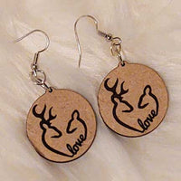 Deer love earrings | couple earrings | wood earrings | Bradleysisterskreations