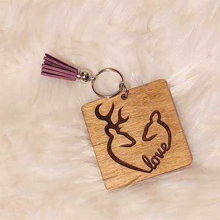 Deer love keychain | Wooden keychain | Couples keychain | Bradleysisterskreations