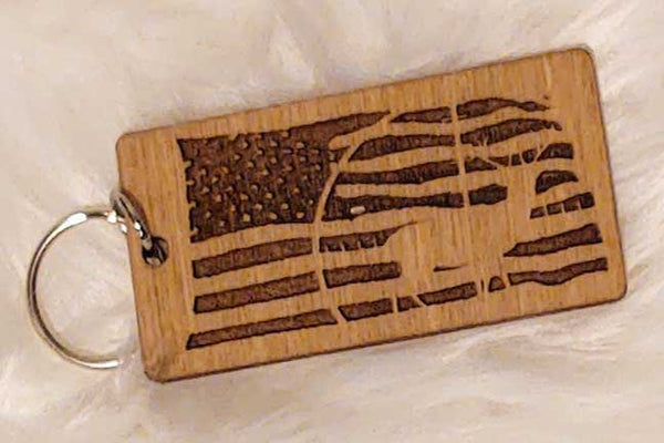 Flag and deer keychain | Wooden keychain |Flag keychain | Deer keychain | Bradleysisterskreations