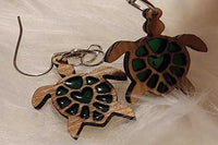 Wood earrings |Green filled |Turtle | Laser cut | Bradleysisterskreations